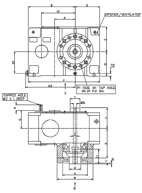 Dimension details of Extruder Gearbox