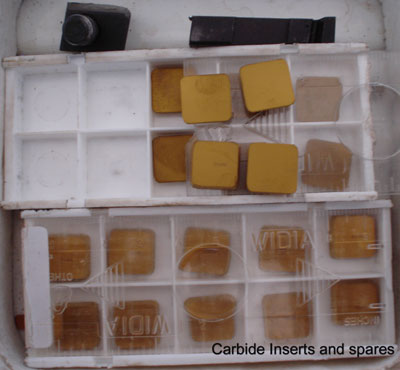 Carbide inserts and spares.