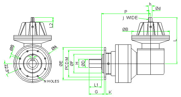 Planetary Gearbox - Solid Input Shaft, Output-Male Shaft (Free) D